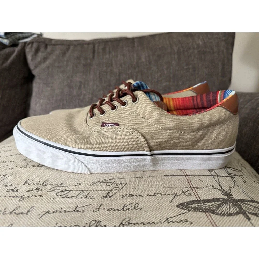 Vans Era 59 C&L TC6D Khaki Tan Serape Stripe Lining Men's Size 10 Canvas